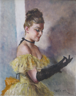 Pal Fried, ‘Black Glove,’ oil on canvas, 30 x 24 inches. Estimate: $1,000-$1,500. Images courtesy of Rachel Davis Fine Arts.